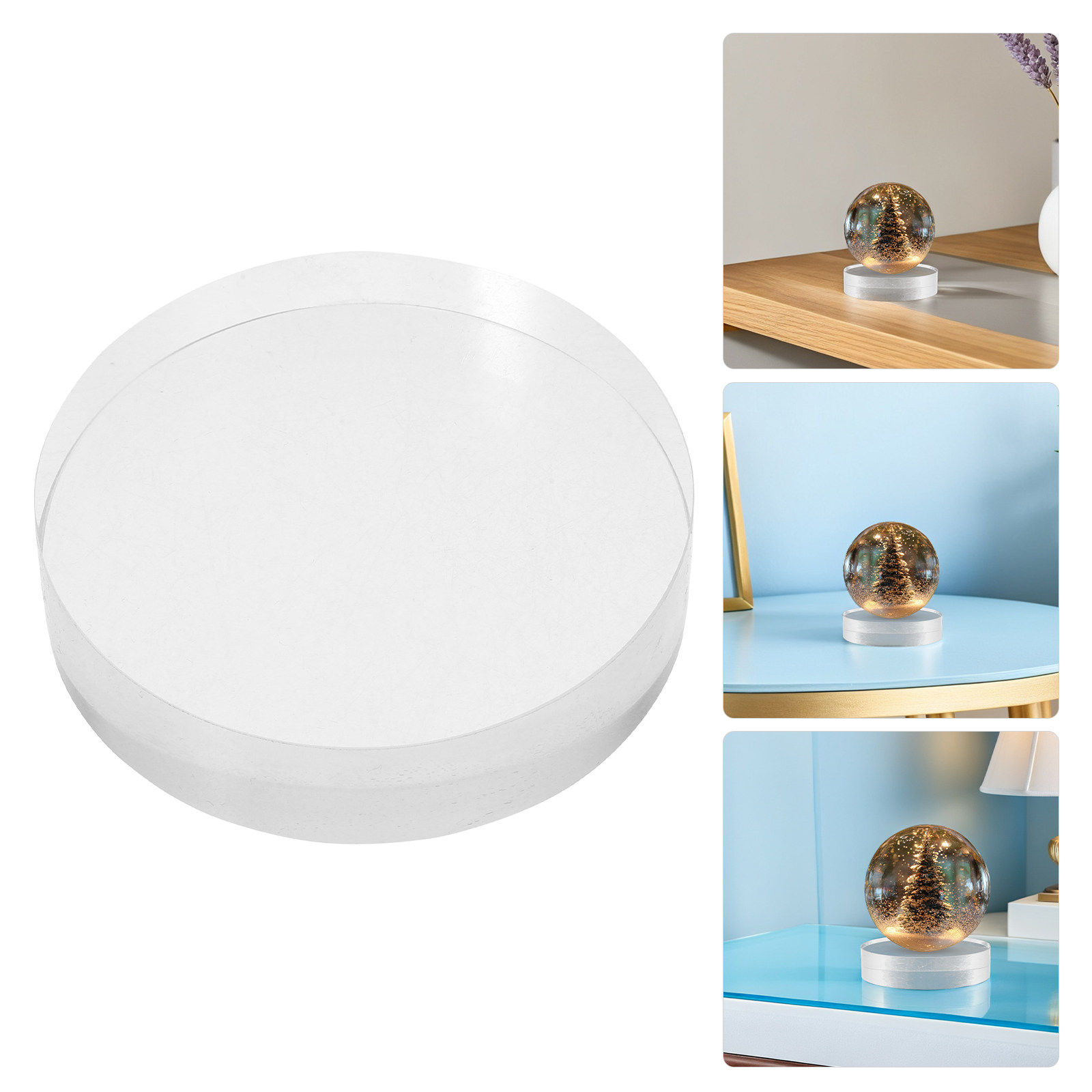 Book Weight Glass - 2Pcs Round Crystal Decorative Paperweight Clear