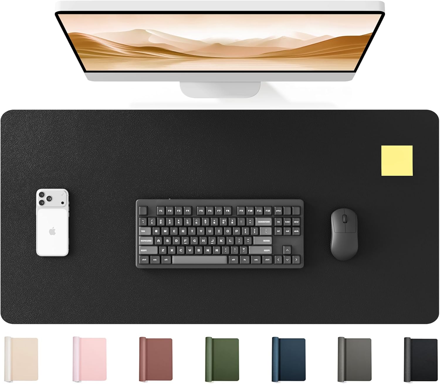 Leather Desk Pad - Large PU Leather Desk Mat 35.4x17