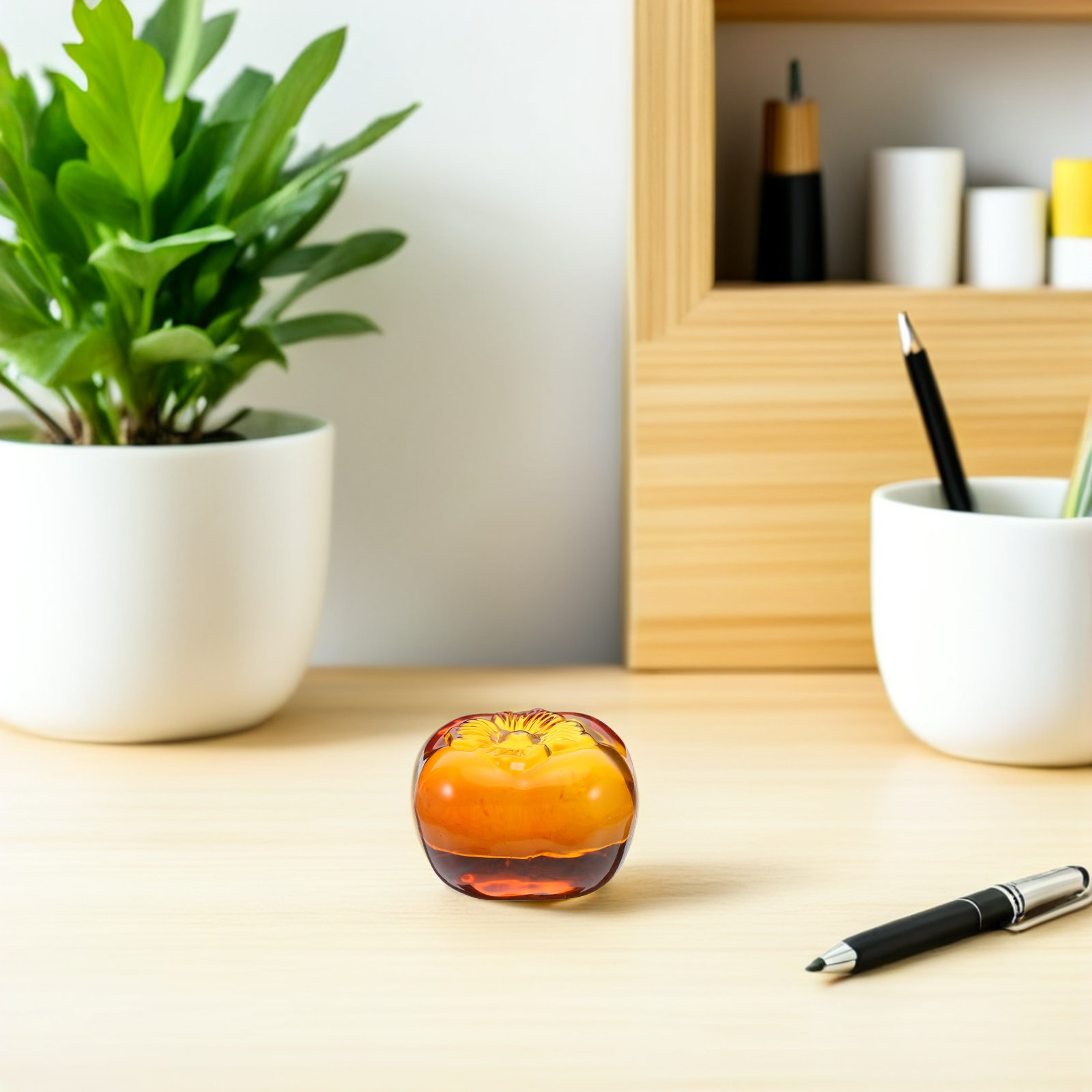 Realistic Glass Persimmon Pape - Book Weight Glass のレビューと価格