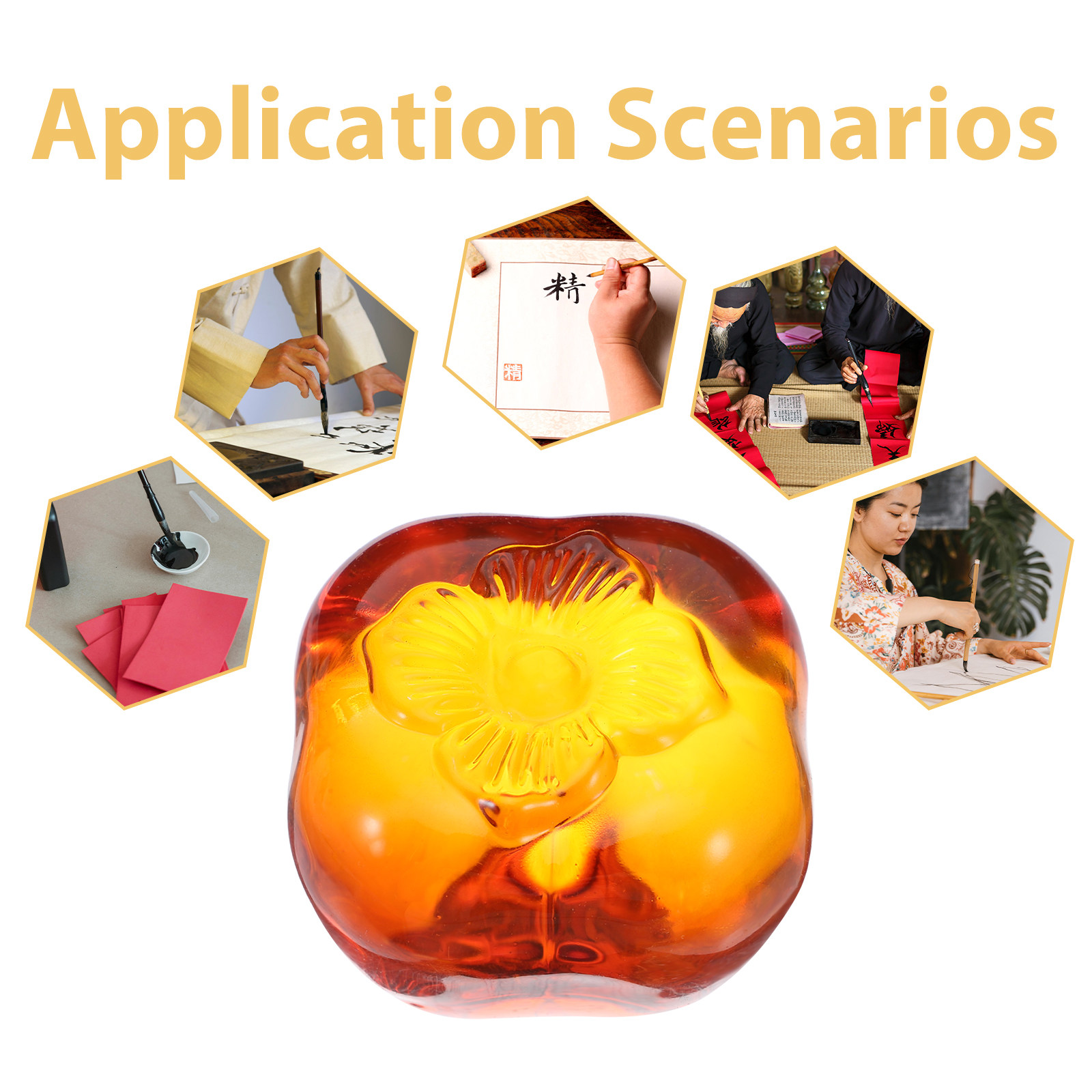 Crystal Persimmon Desk Paperwe - Book Weight Glass のレビューと価格