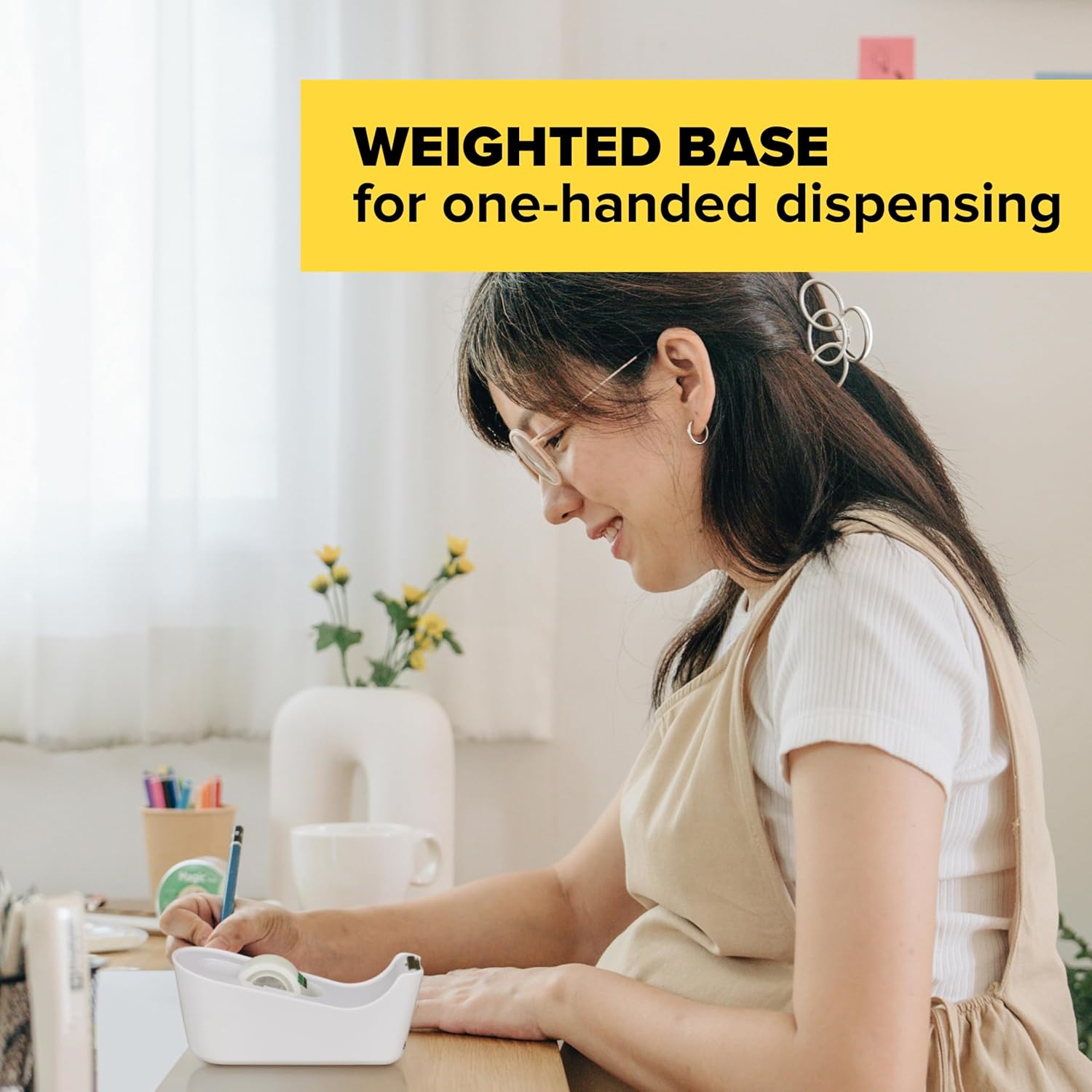 Desktop Tape Dispenser, White, - Tape Dispenser Weighted のレビューと価格