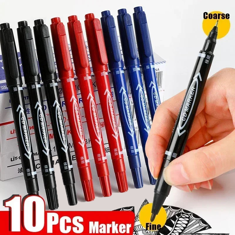 10Pcs Twin Tip Permanent Marke - Correction Pen Fine のレビューと価格