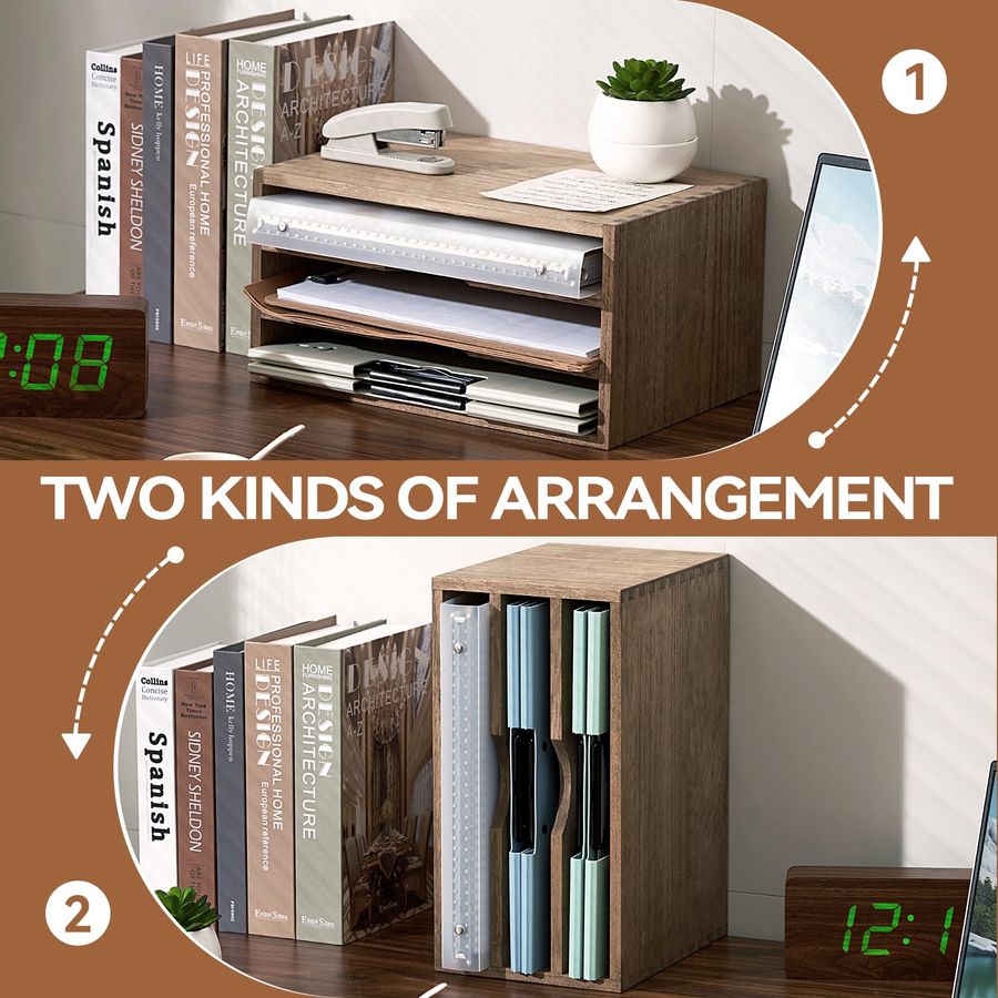Wooden Desktop Organizer Paper - Magazine Holder Rack のレビューと価格