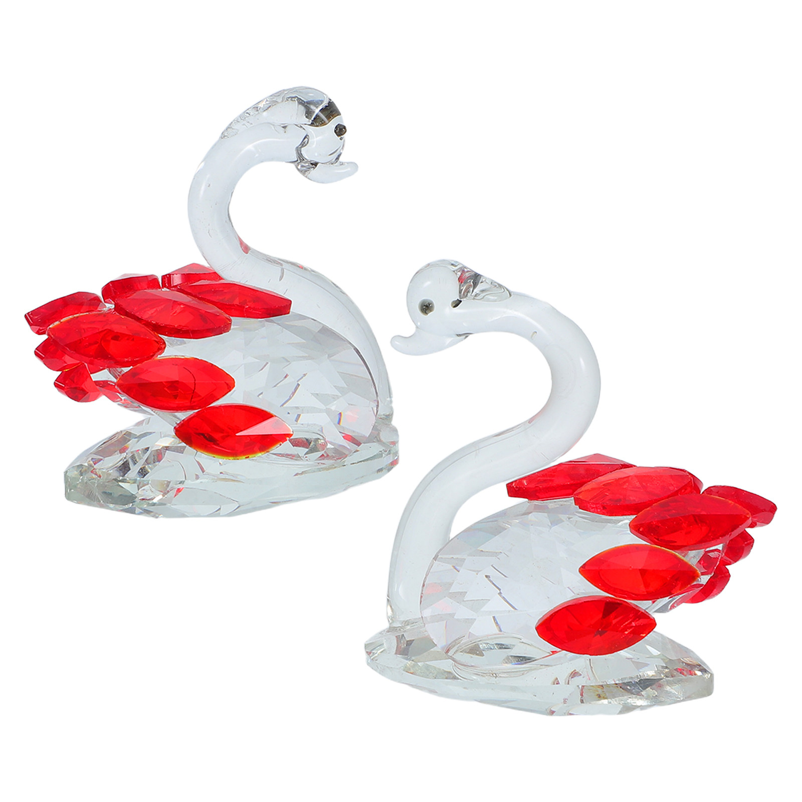 2Pcs Crystal Couple Swan Statu - Paper Weight Crystal のレビューと価格