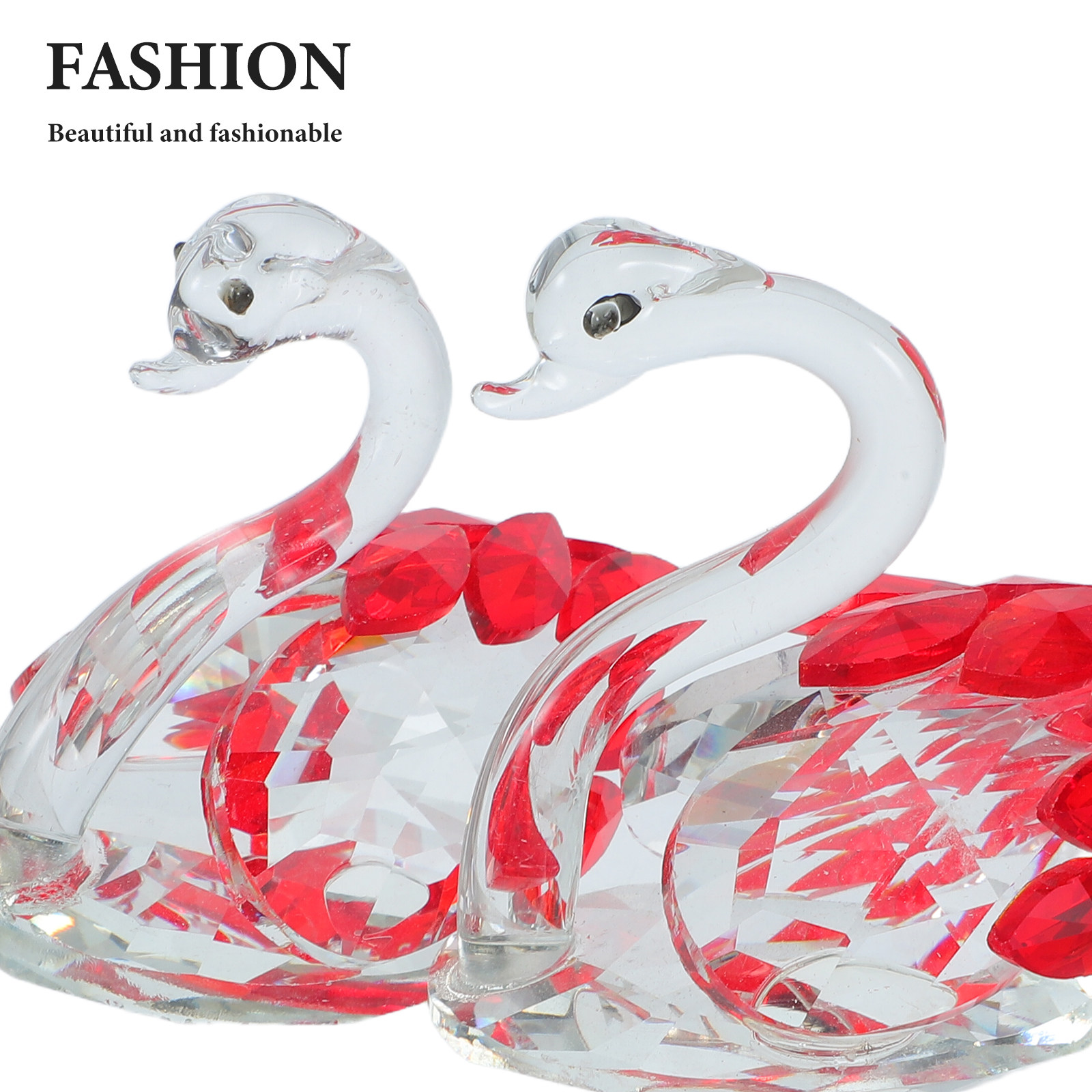 2Pcs Crystal Couple Swan Statu - Paper Weight Crystal のレビューと価格