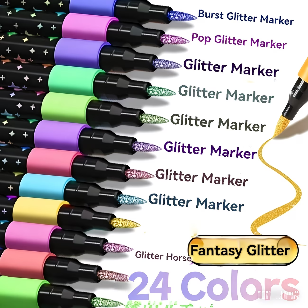 24 Colors Double Head Glitter  - Correction Pen Fine のレビューと価格