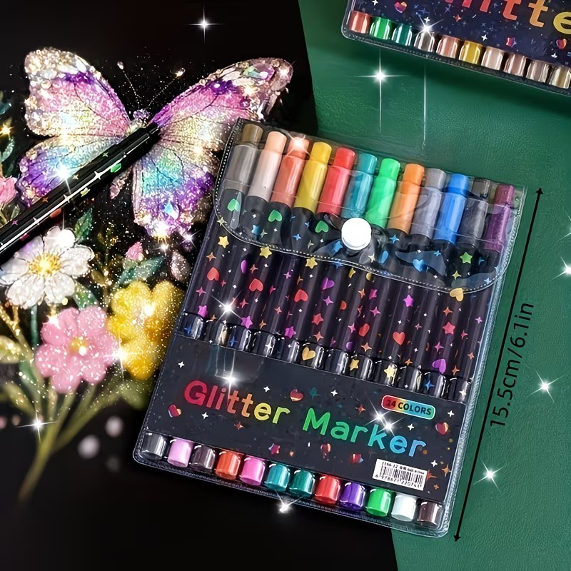 24 Colors Double Head Glitter  - Correction Pen Fine のレビューと価格