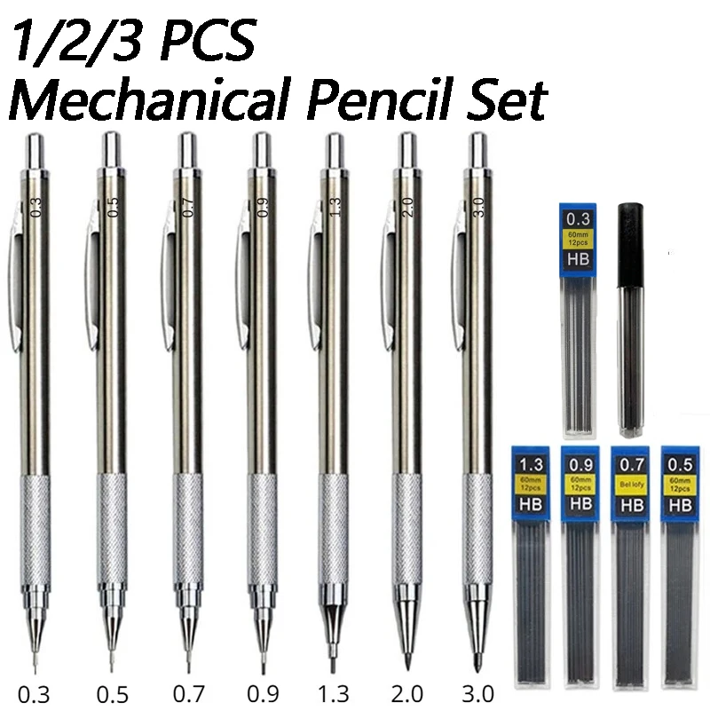 1/2/3 PCS Metal Drawing Pencil - Mechanical Pencil 0.3 のレビューと価格